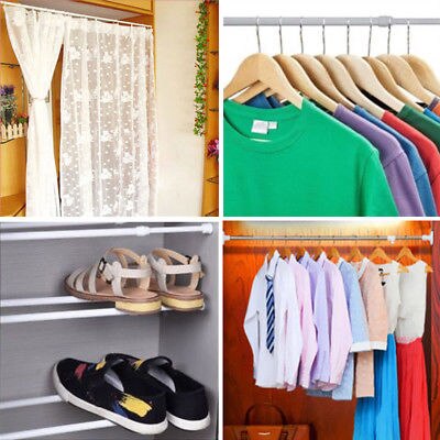 Useful Extendable Telescopic Spring Net Voile Tension Curtain Rail Loaded Rod AU