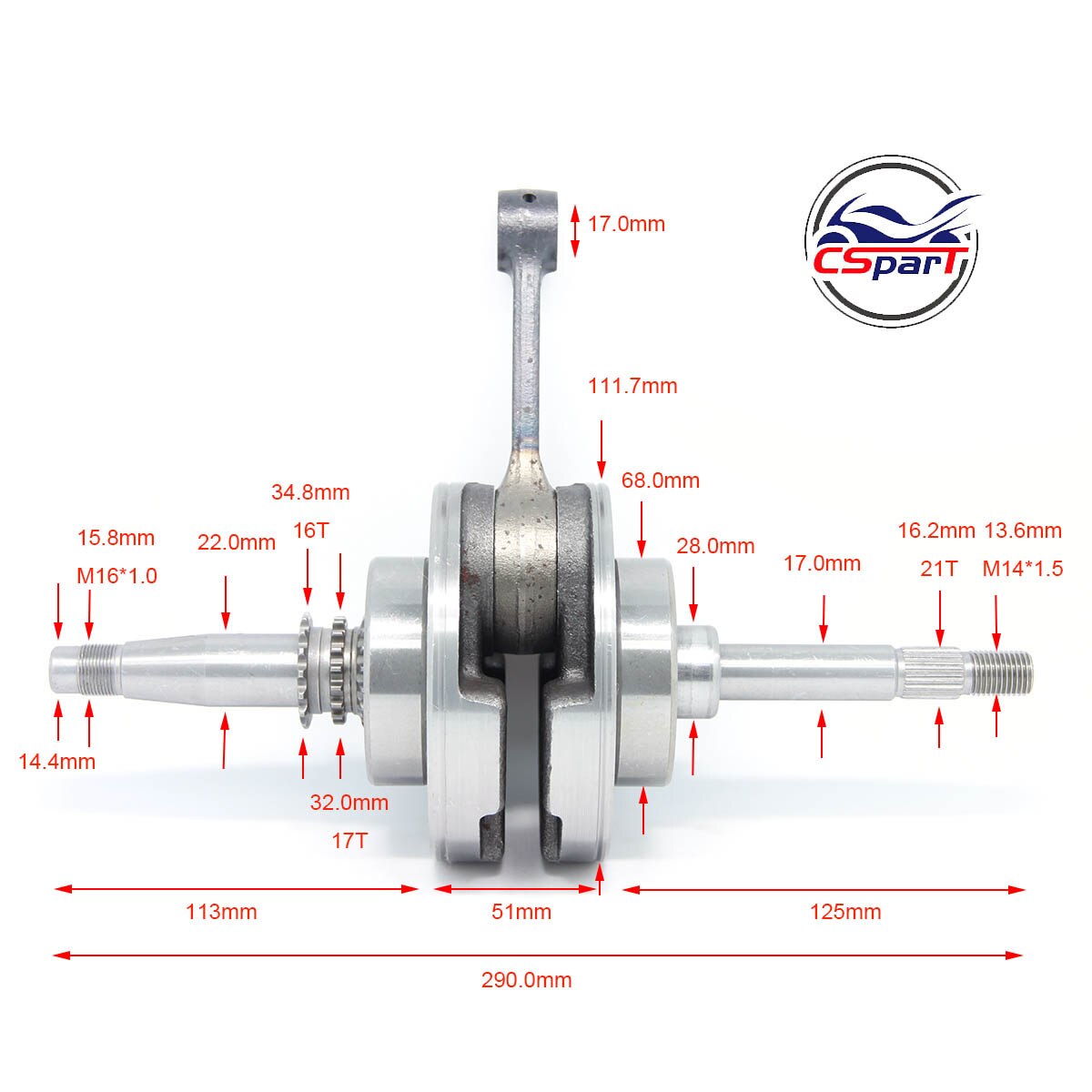 Crankshaft for CF Moto CN250 Kazuma 250 250CC Water cooled ATV Go Kart Moped Scooter