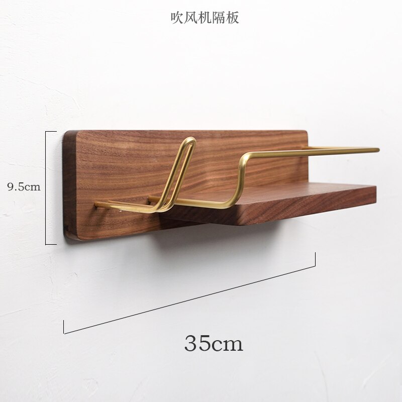 Föhnrek van massief hout, wandtoilet, niet-geperforeerd luchtkanaalrek, opbergbeugel voor baardmes: 4