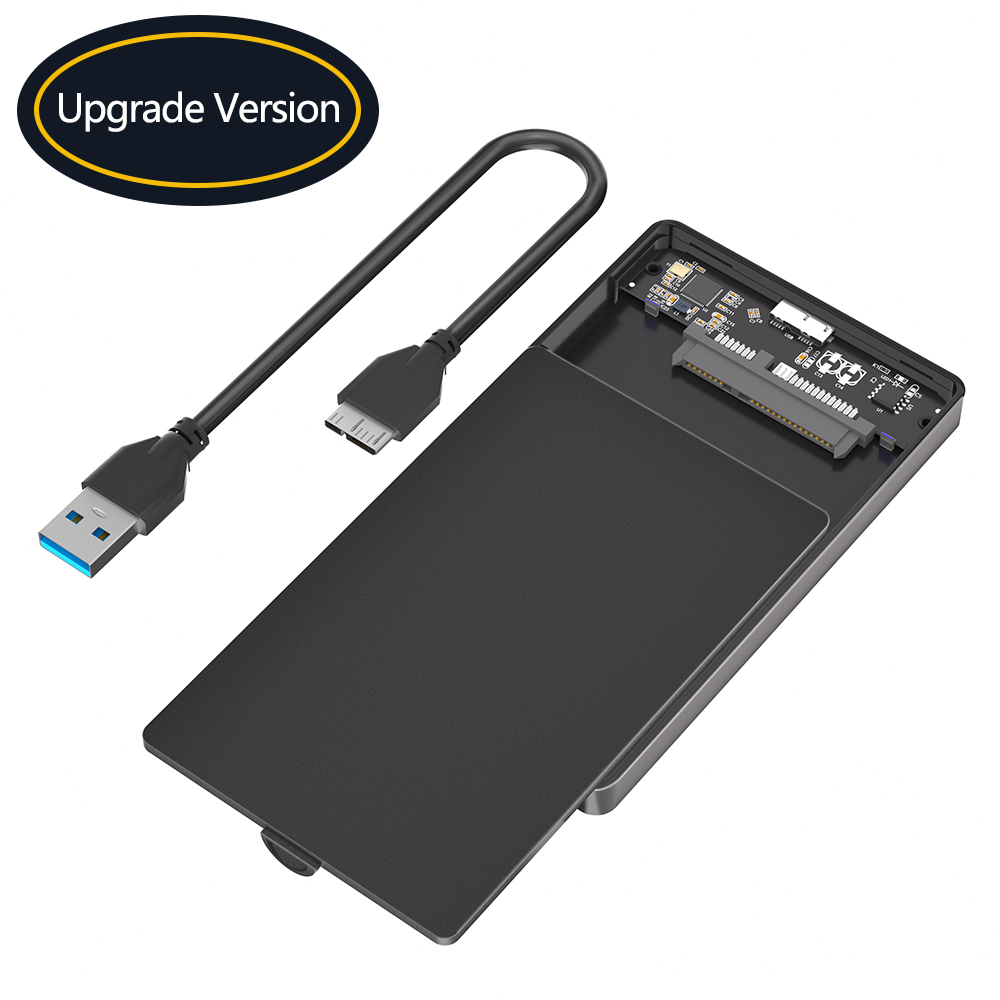 2,5-Zoll-SATA-SSD-Festplattengehäuse, tragbares USB 3.0/Typ C 3.1 auf SATA 2.5 externe Festplatte, durchsichtiges Kunststoffgehäuse: Black