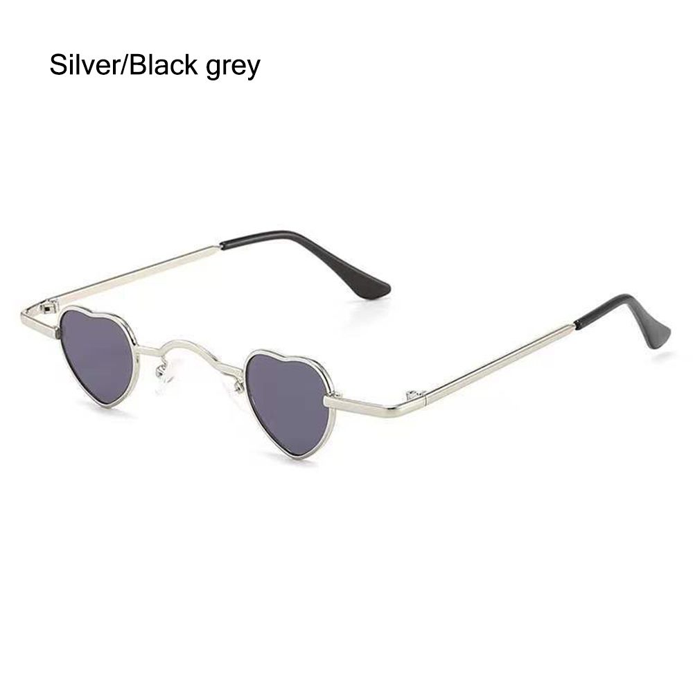 Gafas de sol con forma de corazón, lentes de sol con montura metálica, estilo Hip Hop, Punk: Silver-Black grey
