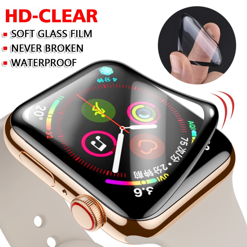 Huisdier + Pmma Waterdicht Screen Protector Voor Apple Watch 5 4 3 38Mm 40Mm 44Mm 42Mm Niet Gehard zacht Glas Film Voor Iwatch 4/5