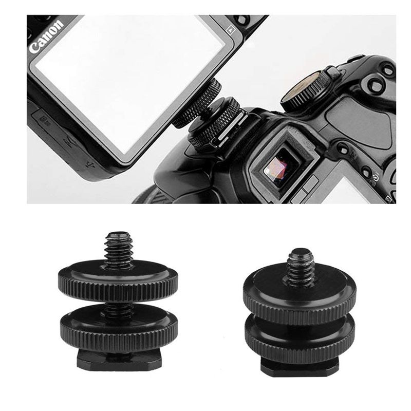 5 Pack 1/4 inch Flash Shoe Mount Adapter to Tripod Screw Converter Adapters with Double Nuts for DSLR Camera Rig Monitor LED