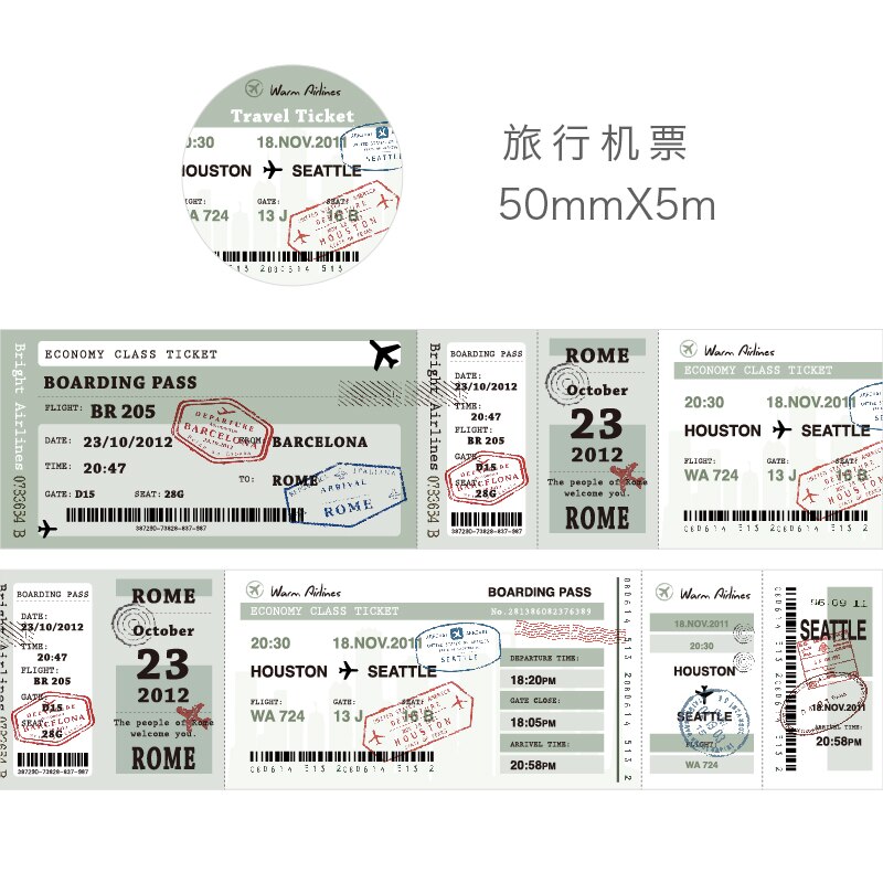 Cinta adhesiva decorativa Retro de la serie Time para viaje, cinta adhesiva para billetes, cinta adhesiva Washi DIY para álbumes de recortes, artículos de papelería con etiquetas: 8