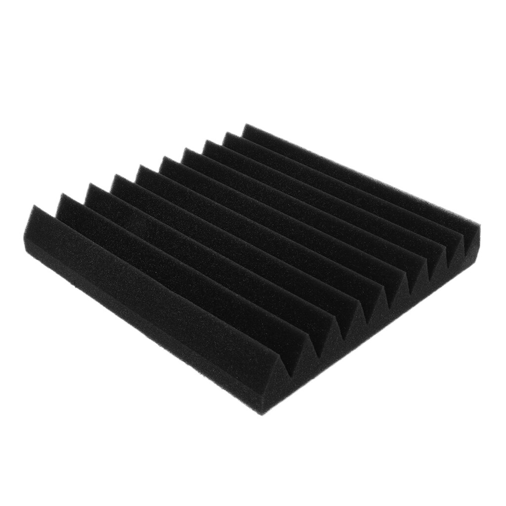 Studio Acoustic Control Foam Panel Noise Insulation Sponge Wedge Wall Tile 10 Slot Black 30 x 30cm