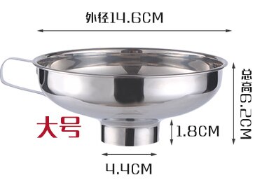 Small / Large Wide Mouth Funnel With Handle Stainless Steel Canning Jars Funnel: L