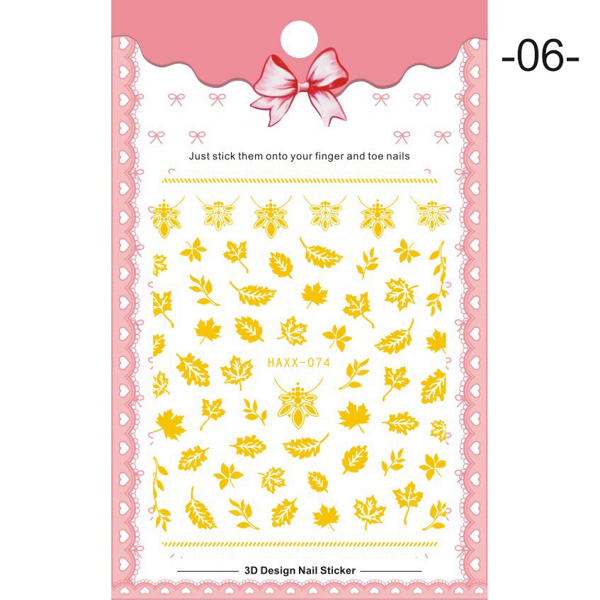 1 Pc Colorful Marple Leaf Gold Silver 3D Nail Sticker Flower Pattern Nail Art Transfer Stickers DIY Nail Decoraion: 06