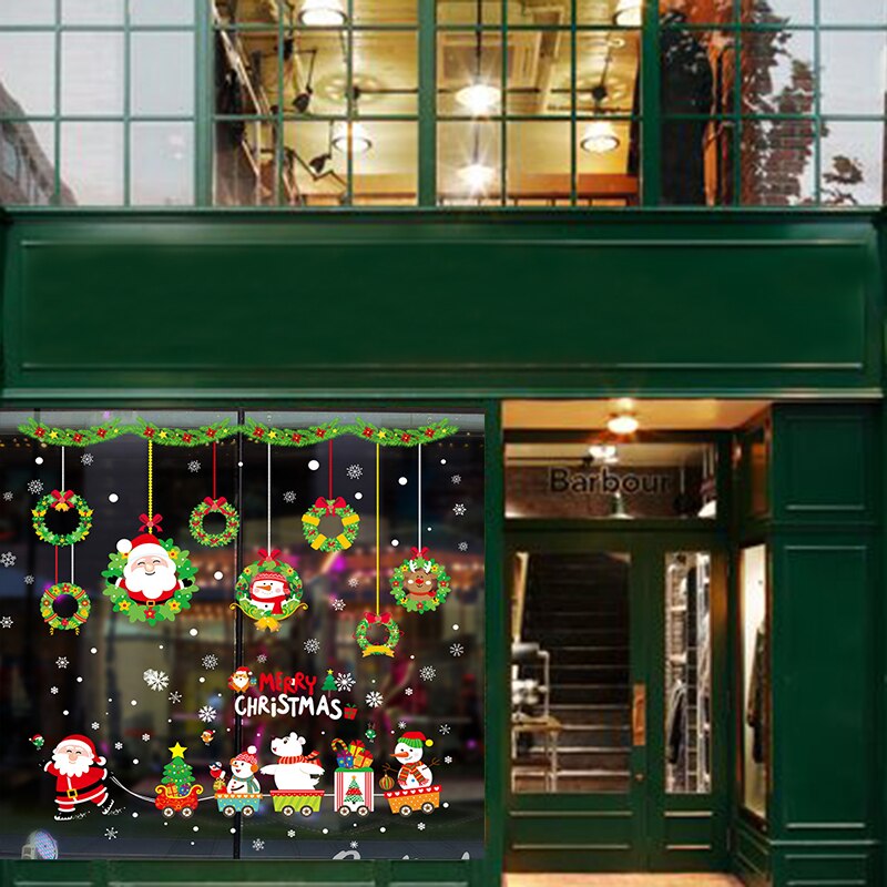 Cartoon Wall Sticker Christmas Window Stickers DIY Decals Murals Christmas Santa Claus Household Xmas Year Decor