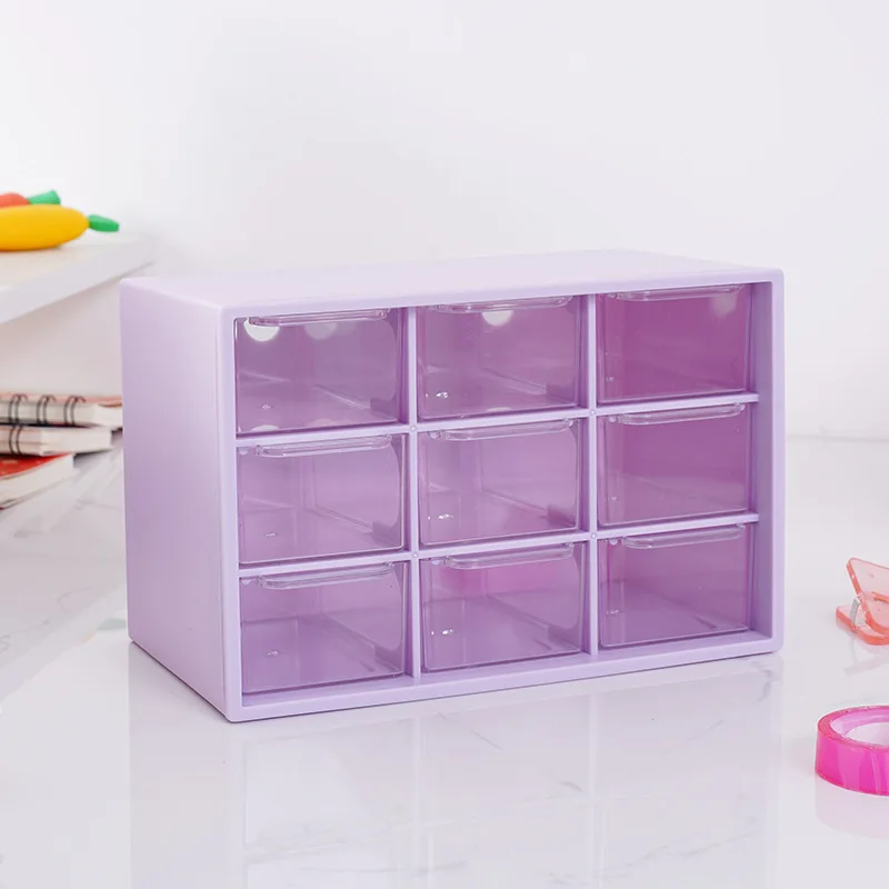 9 Grid drawer organizer Transparent Small Drawer Partitioned Student Desk Wall-mounted Sundries Storage Box Cute