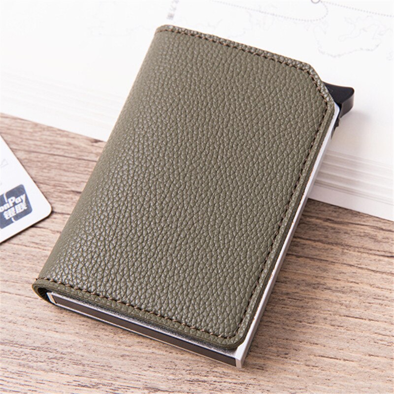 ZOVYVOL Carbon Fiber Anti-theft Card Holder RFID Pop-up Clutch Multi Men and Women Unisex Card Case Multi Smart Wallet: X-57 Olive Green