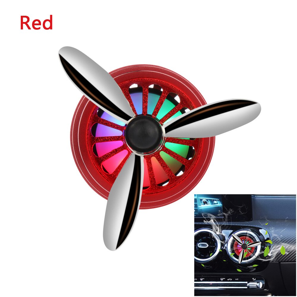 Lumière LED désodorisant pour voiture, hélice de l'armée de l'air, Clip de ventilation en forme de parfum, décoration de véhicule, ventilateur aromathérapie, accessoires d'intérieur pour voiture: Red
