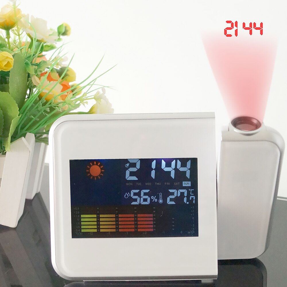 Multifunction Digital Alarm Clock LED Display Mirror Clock Snooze Time Night Table Desktop Projector For Convenient And Compact