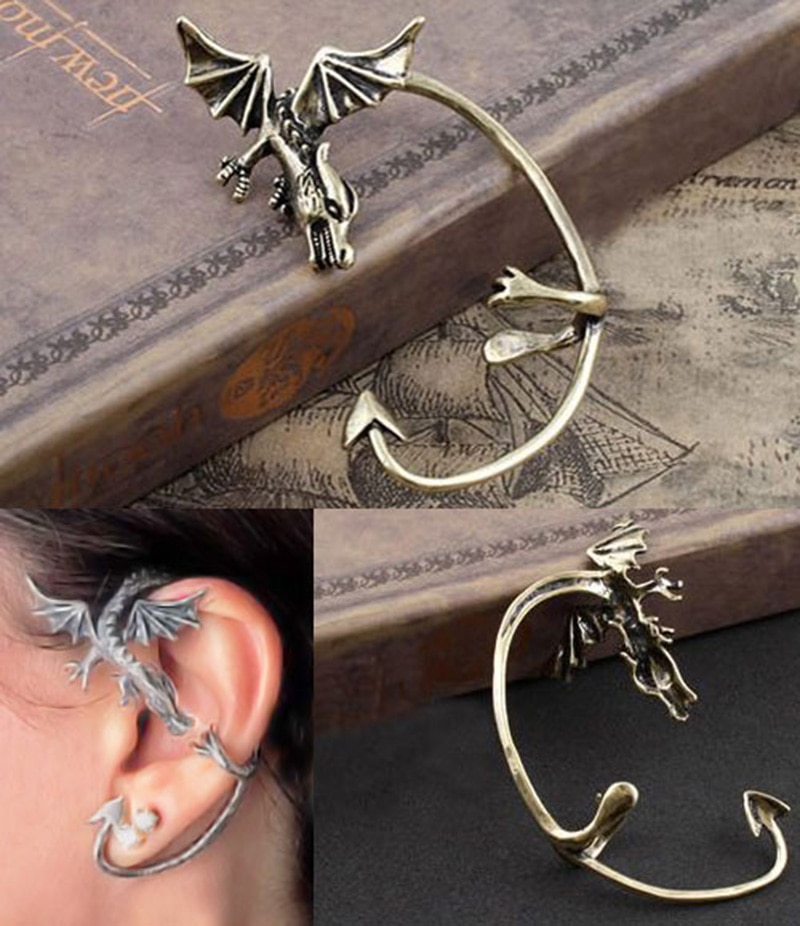 Cool Earrings For Women Cute Style Rock Punk Temtation Flying Dragon Ear Cuff Clip Earring #22642