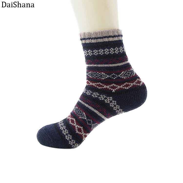 DaiShana 1 paar Casual Man Zachte Dikke Warme Sokken Konijn Wol Blends Warme Winter Sokken Man Retro Stijl Kleurrijke Ademend sokken: Black