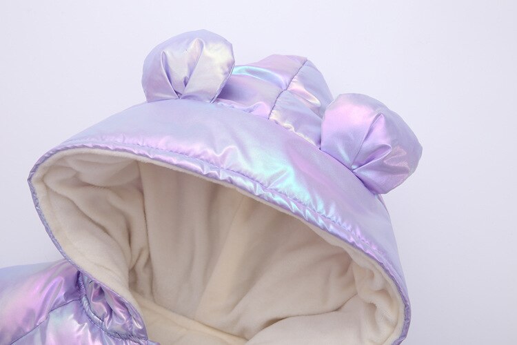 Babymeisjesromper winter felle kleur met capuchon dikke warme jumpsuits kostuum voor peuterjongens bovenkleding winddicht sneeuwpak