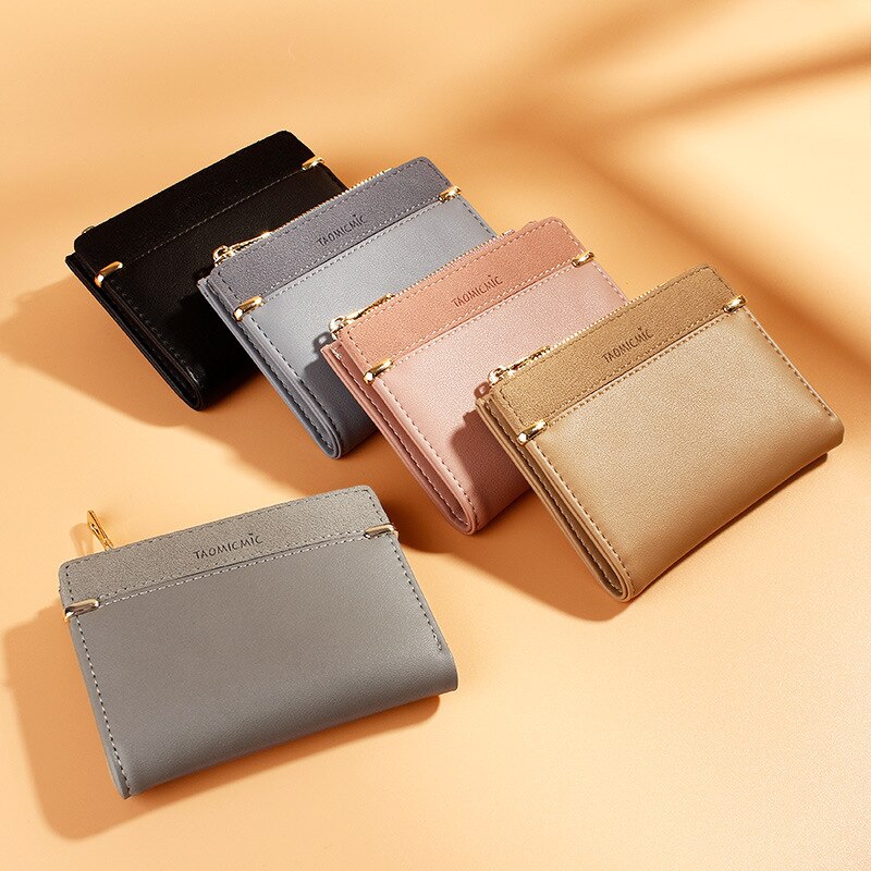 Women Short Wallets Coin Purse Multi-card Position Solid Color Wallet Buckle Zipper Ladies Wallet Standard Wallets