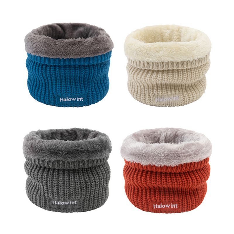 Winter Men's And Women's Snood Plus Velvet Warm Wool Single-loop Pullover Bib Letter Solid Color Thick Collar