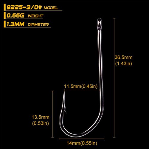 50pcs/lot 9255 Series 1# 1/0# 2/0# 3/0# 4/0# 5/0# 6/0# 7/0# 8/0# Fishing Hooks O'shaughnessy Jig Hook Jigging Fish Hook Tackle: size3-0