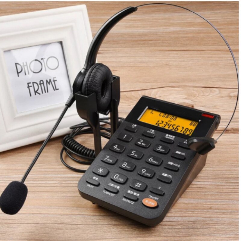 Head-mounted recording telephone headset customer service operator telephone sales Corded Telephone headset outbound landline