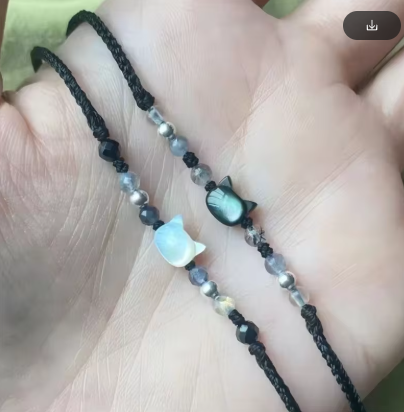 Pulsera de gato bonita hecha a mano para parejas, cuerda de mano única y para mujeres y hombres, pulsera tejida con cuentas, de joyería para la muñeca: Verde oscuro