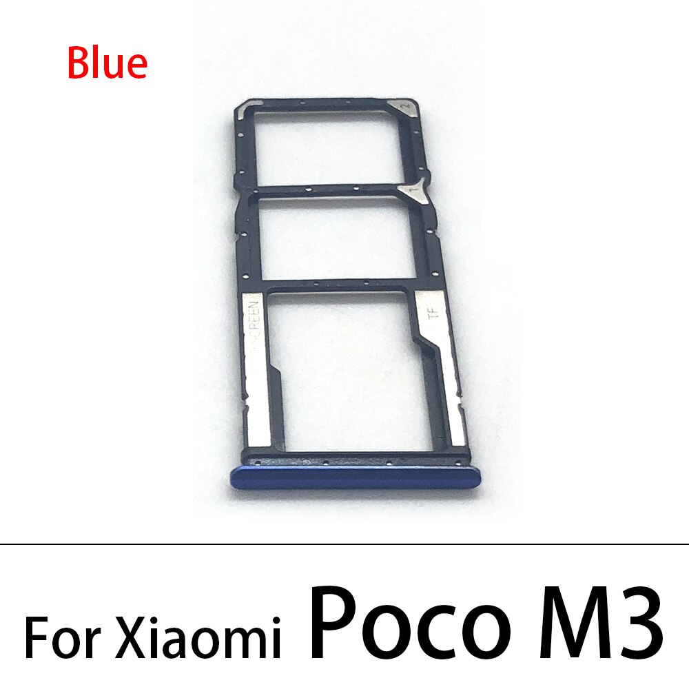 10Pcs/Lot, Sim Card Reader Holder Pins Tray Slot For Xiaomi Poco M3 Replacement Part: Blue