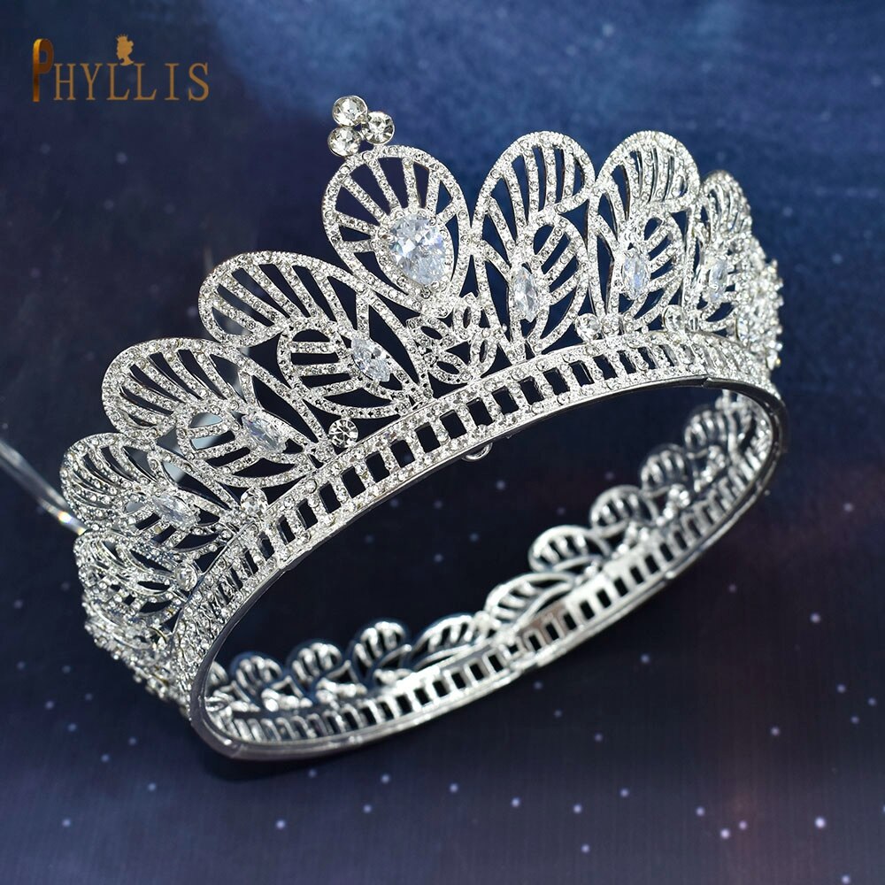 A51 Round Wedding Crowns Royal Bride Headpiece Hair Jewelry Luxury Bridal Tiaras Women Headwear Amazing Big King Crown: A298-S