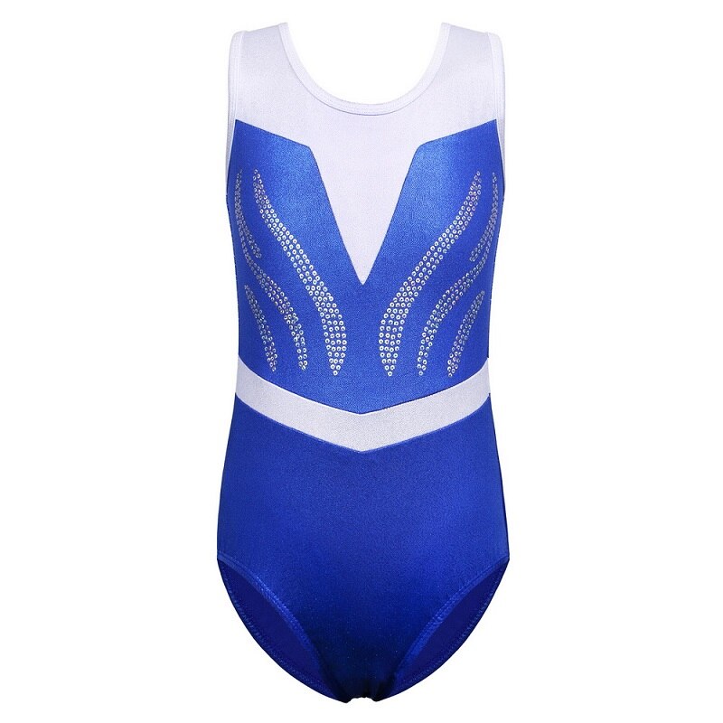 BAOHULU ados brillant lettre justaucorps pour filles enfants gymnastique combinaison sport body formation classe costume enfant: B230 royal blue / 6A