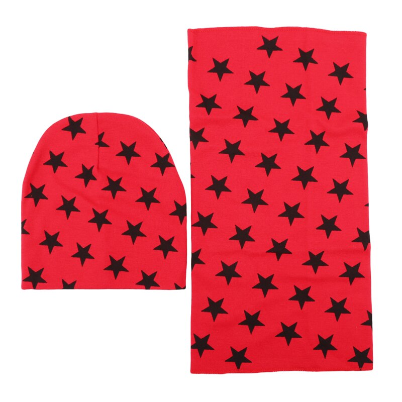 Hatte cap stjerner solid hæklet stil varm hat tørklæde efterår vinter piger toppe drenge tørklæde hatte tørklæde: Rød