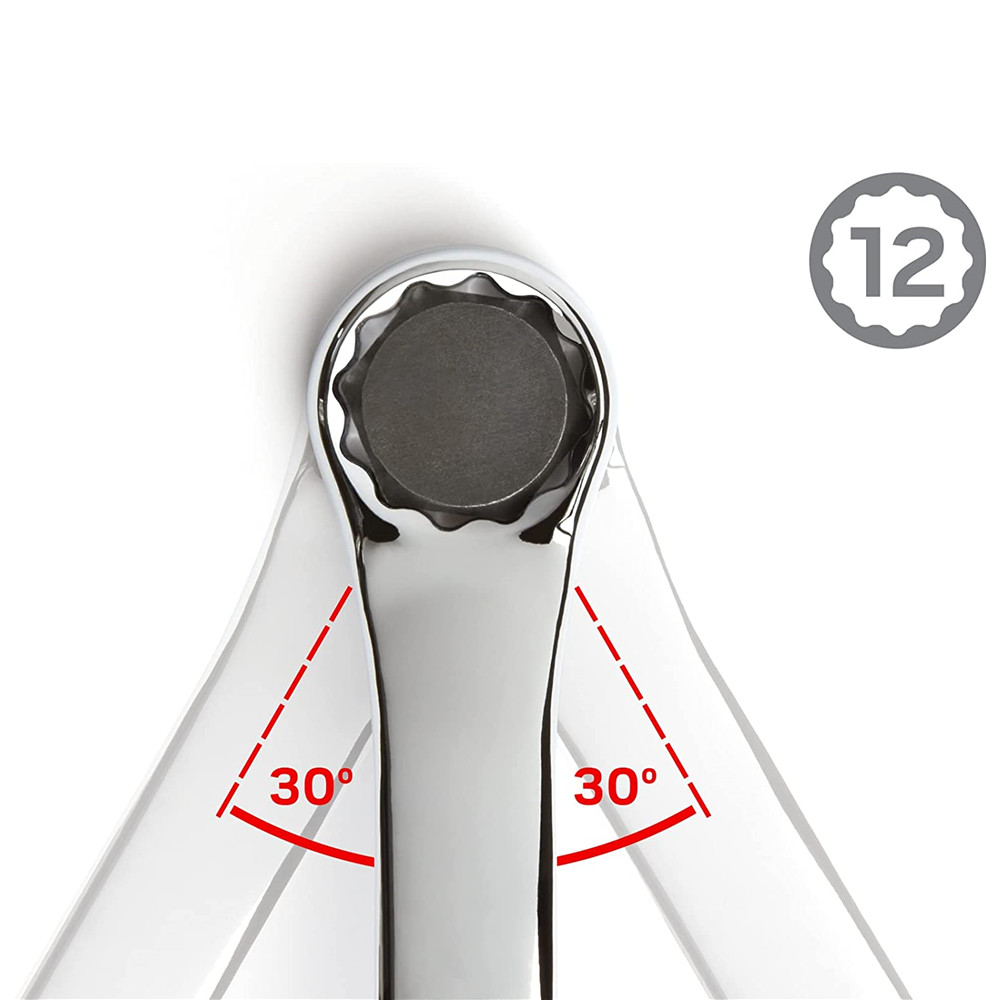 Offset Box End Wrench Set, 45# Carbon Steel Metric 45-Degree, HRC38-45 Long Double Ring Wrench Spanners with Rolling Pouch