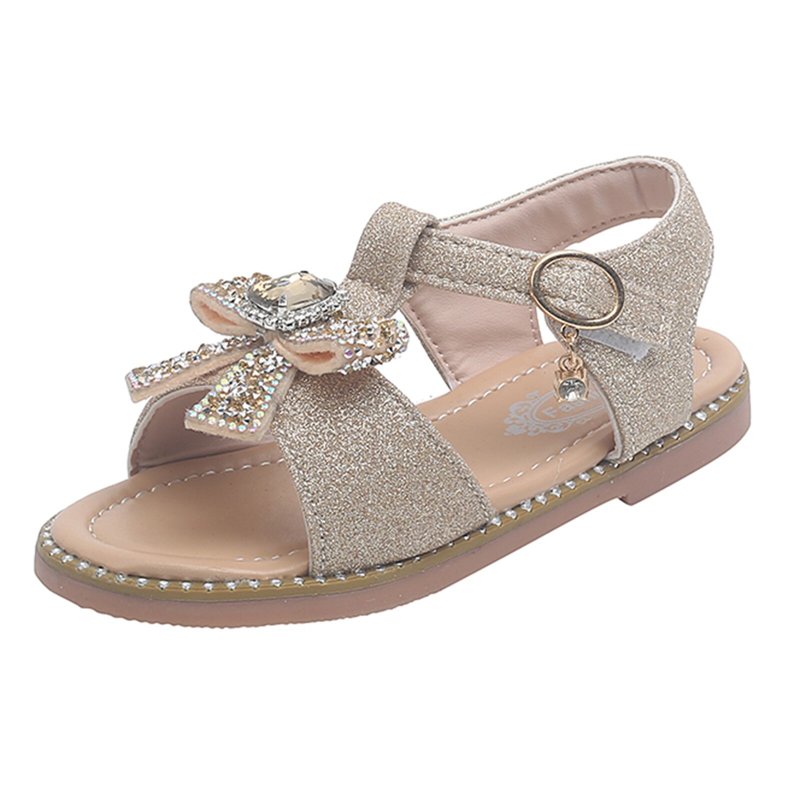 1~7 Years Kids Girls Shoes Bling Sandals Summer Beach Sandal Bowknot Children Crystal Princess Shoes Silver Baby Toddlers Sandal