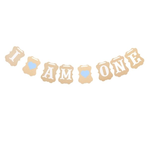 Baby Douche 1st Verjaardag IK BEN EEN Banner Papier Kraft Baby Jongen Meisje Mijn eerste Partij Decoratie Een Jaar Verjaardag DIY Supplies: i am one blue