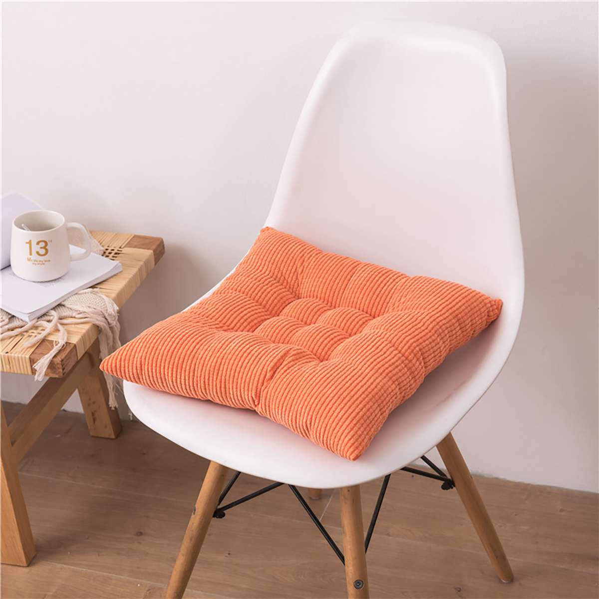 Puter til stoler gulv setepute tykkere tatami spisestuestolputer ensfarget hjemmedekorative sittesofa puter 45cm: Oransje