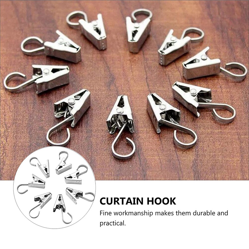 50 Stuks Rvs Gordijn Clips Praktische Gordijn Haken (Staal Kleur)
