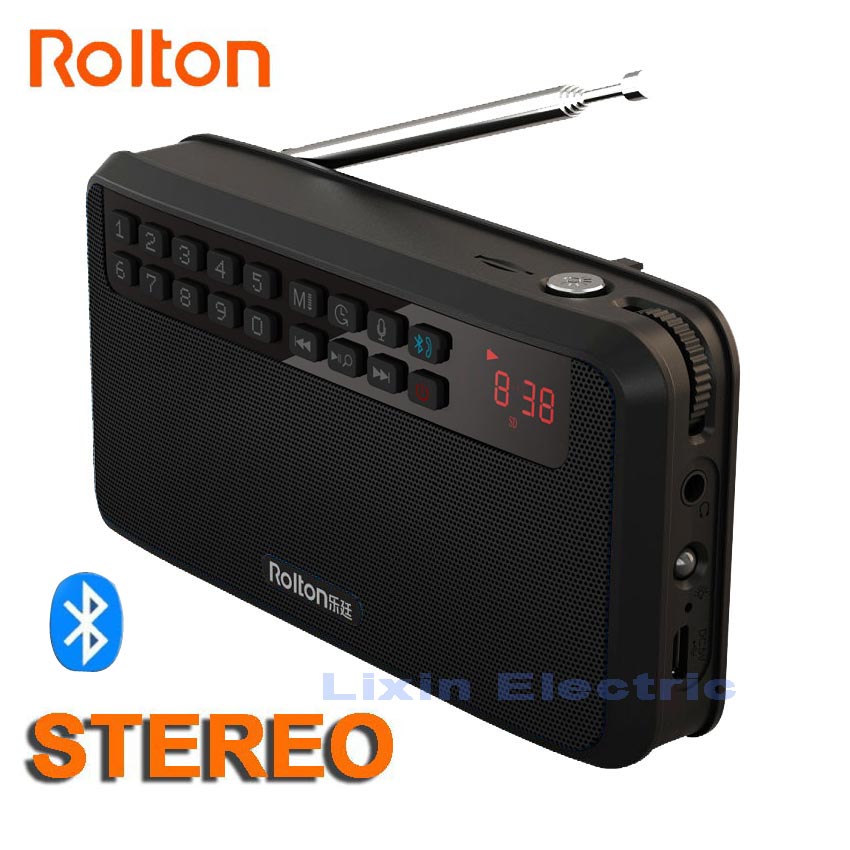 Rolton  e500 bærbare bluetooth-højttalere bas dual track højttaler sport og stereo fm radio tf kort usb  mp3 søjle og lommelygte: Sort