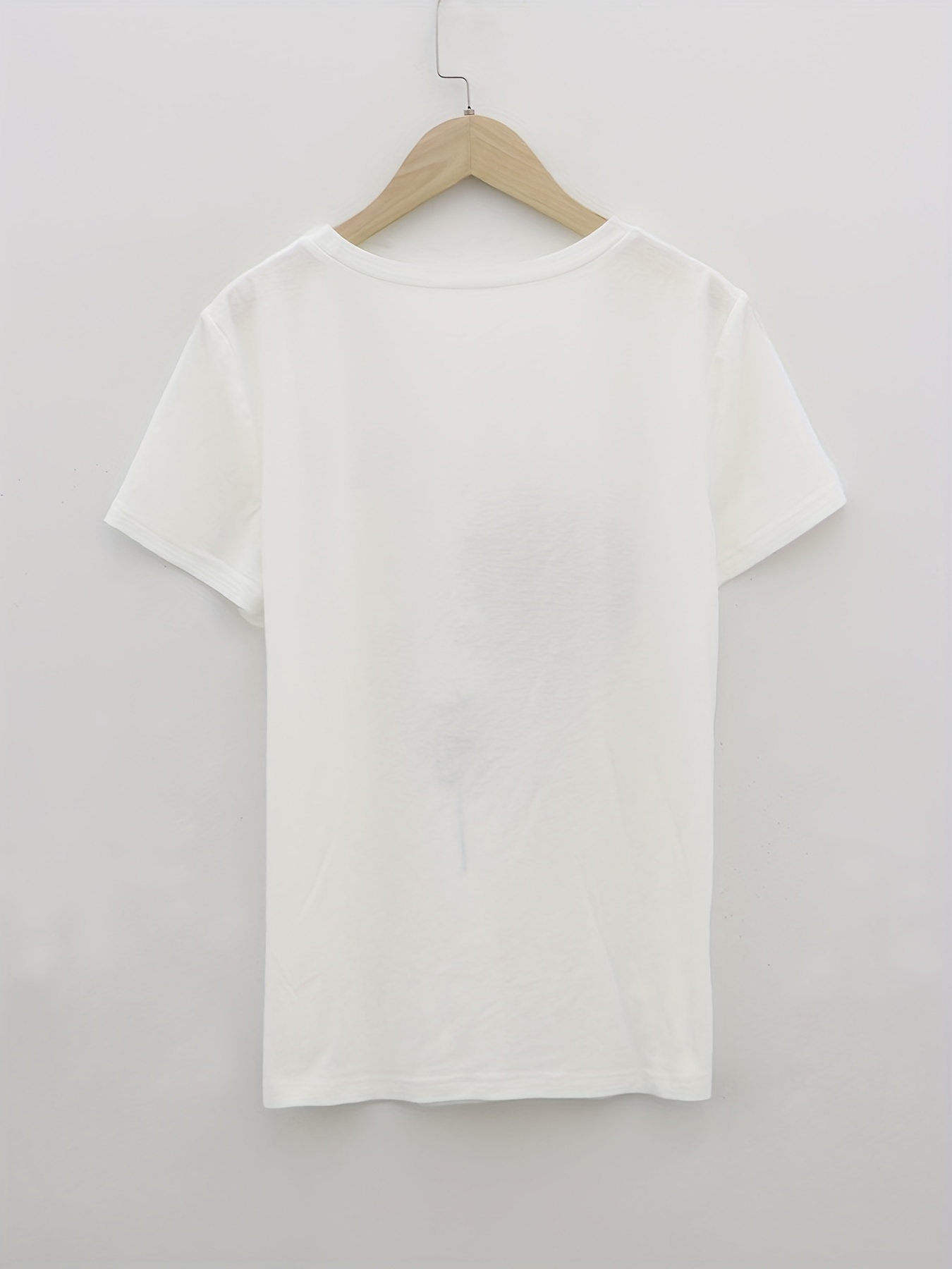 Dandelion Print Crew Neck T-Shirt, Casual Short Sleeve Top For Spring & Summer, Women's Clothing