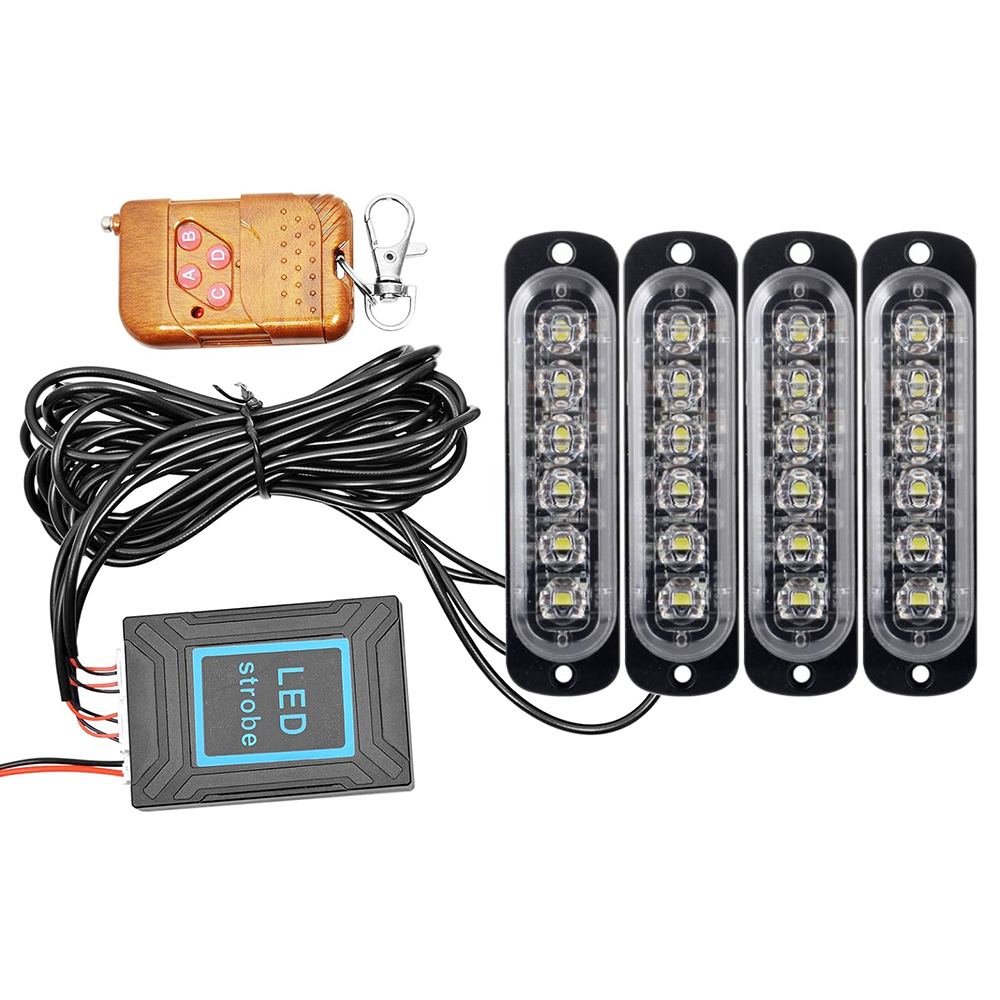 Luz de rejilla delantera para coche, luz estroboscópica de policía ámbar, Control remoto inalámbrico de emergencia, señal de Flash, baliza de bombero, lámpara de advertencia de 12V 24V