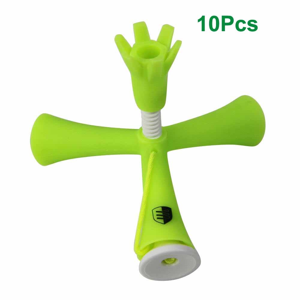 10Set/Lot Tripod Golf Tee Holder, Adjustable Standing Golf Sports Tees Golf Ball Rubber Tee Holder Practice Tool for Training: green