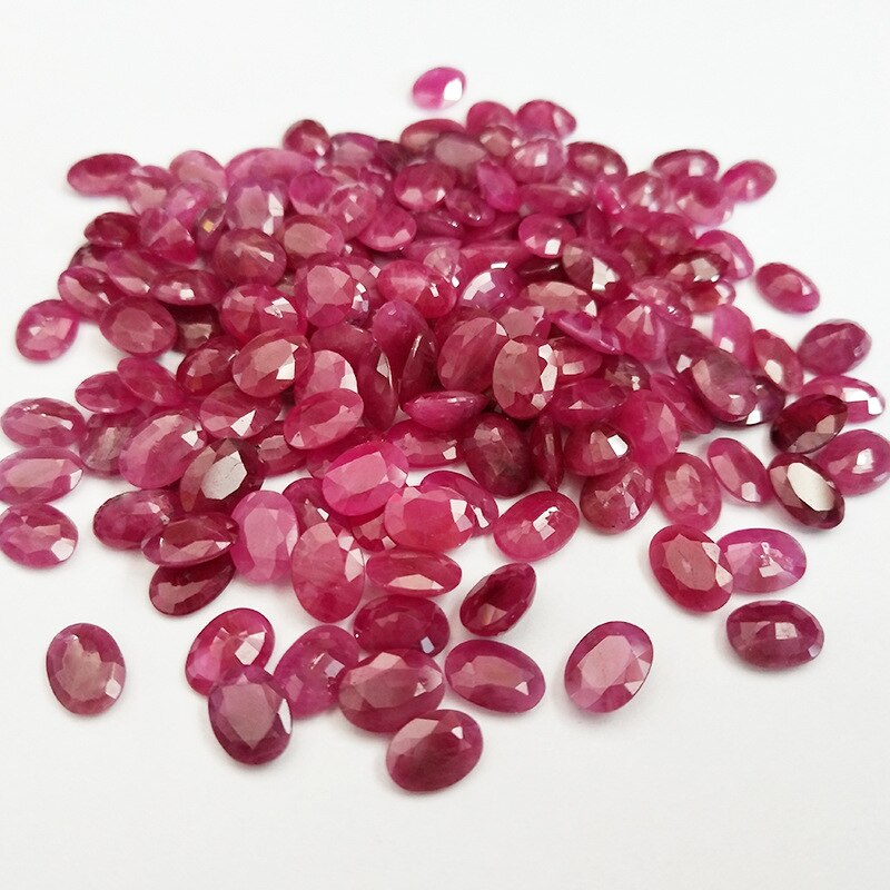 Shipei 1 Pcs Natuurlijke 5*7 Mm Oval Cut Ruby Losse Edelsteen Voor Ring Maken Diy Stenen Decoratie Gemaakt voor Sieraden