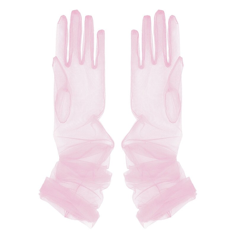 Hochzeit Frauen Braut Handschuhe transparent Tüll Volle Finger Lange Handschuhe Handschuhe Braut Handschuhe Für Abendkleid Party Zubehör: Rosa