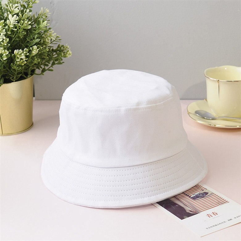 Nuovi cappelli a secchiello in cotone Unisex donna estate protezione solare cappello Panama uomo colore puro Sunbonnet fedora cappello da pescatore all&#39;aperto cappello da spiaggia: WHITE / S