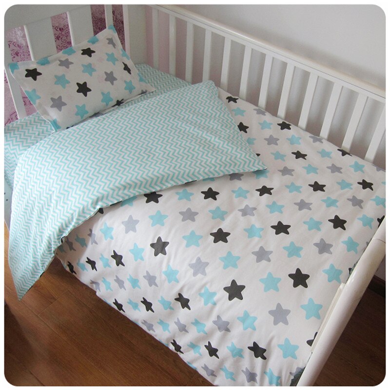 Søde baby krybbe sengetøj sæt 100%  bomuld inkluderet flade lagner baby sengetøj skyer fyr krone mønster til piger