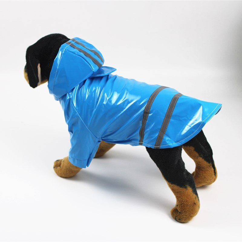 Dog Raincoat PU Reflective Strip Hooded Raincoat Teddy Bear Pet Clothes Ropa Perro Rain coat Dog Costumes