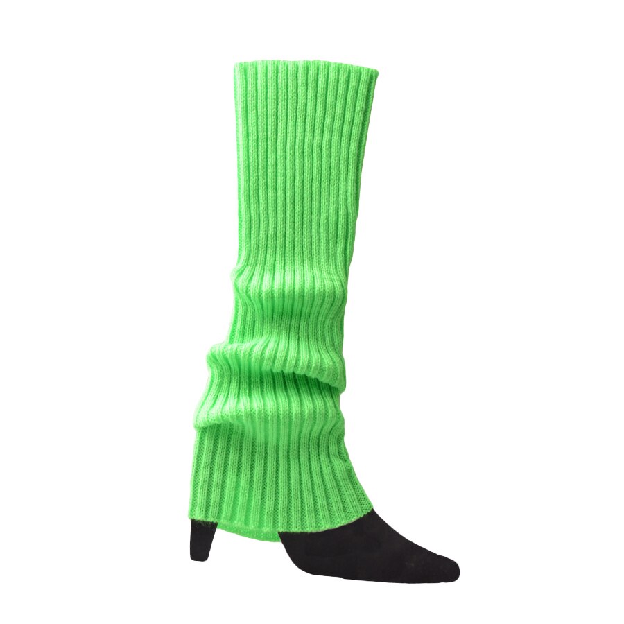 Women Boot Cuffs Leg Warmers Knit Leg Stockings Striped Long Boot Thigh High Stockings Knitted The Knee Socks Arcylic Leg Warmer: fluorescence green