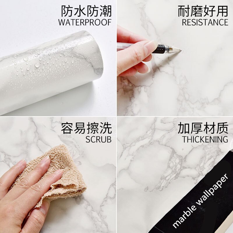 Marble Wall Sticker Waterproof PVC Self Adhesive Wallpaper Heat Resistant Kitchen Countertops Table Furniture Cupboard Wallpaper