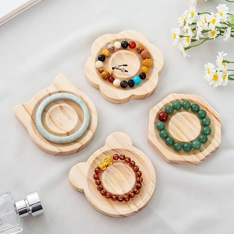 Naturlig træplade plade perlebakke smykker måleværktøj håndværk armbåndsstativ butik displayplade til bord perlearbejde tr