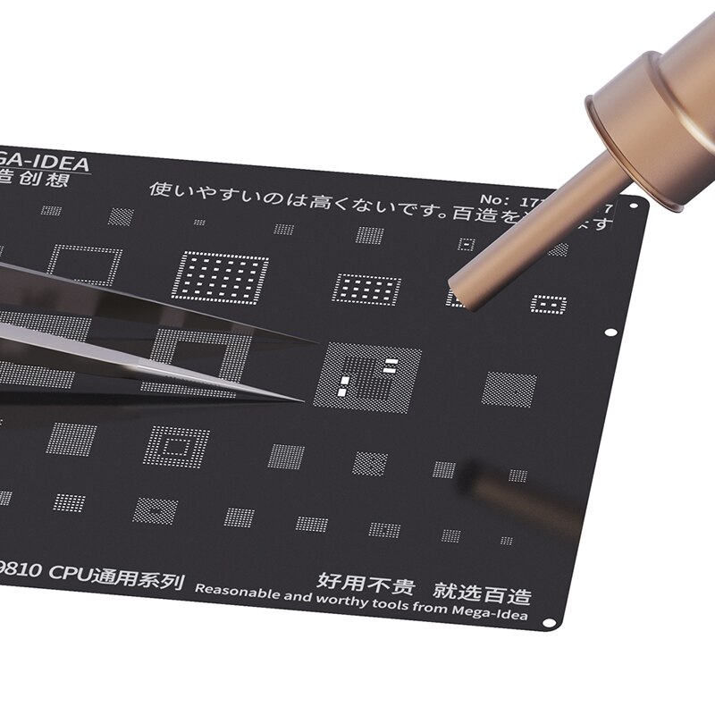 Qianli mega-idé bga svart universal stencil 0.3/0.35/0.4/0.5mm parallella hål multifunktion planteringsplåt nät bga reballing verktyg