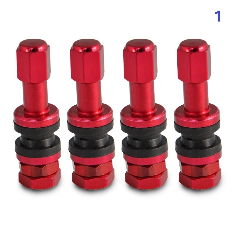 LOPOR 4 unids/set vástago de la válvula del neumático de la rueda de aluminio del coche con la tapa del polvo roja: 1
