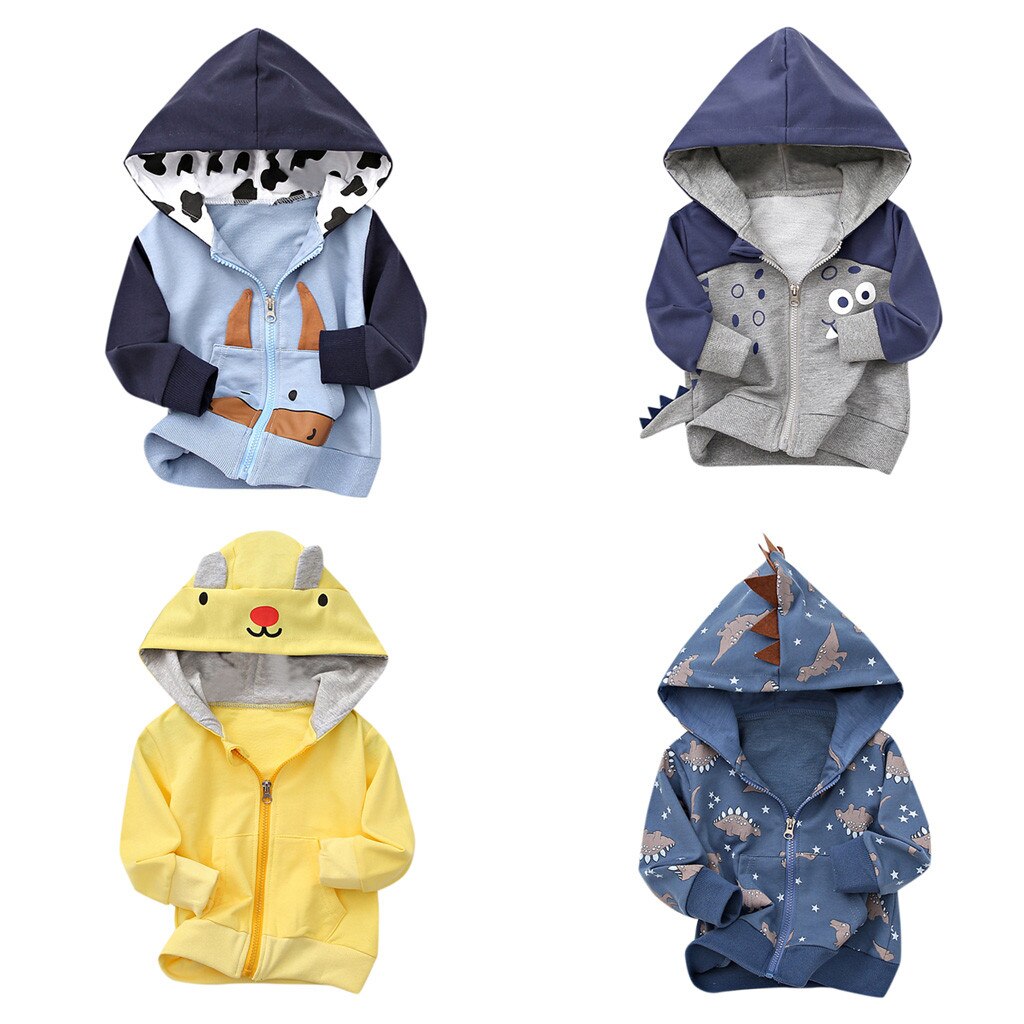 Peuter Kids Boy Baby Girl Lange Mouwen Pocket Cartoon Rits Jas Hooded Uitloper Mode Katoen kids jassen куртка для девочки