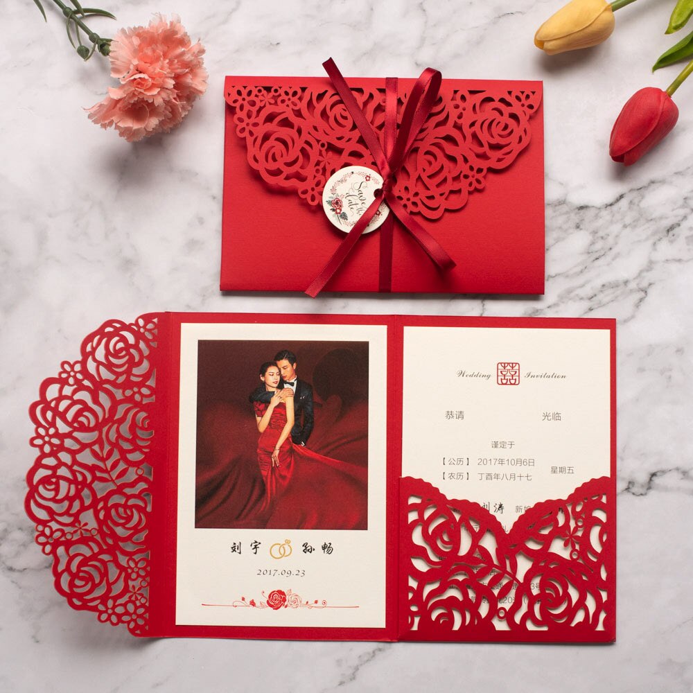 10pcs Luxe trouwkaarten postkaarten wedding kaarten sparen de datum Elegante decoratie Jaar wenskaart Feestartikelen