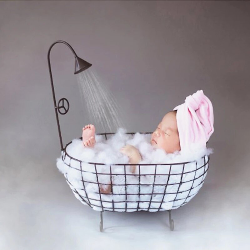 Baby Photography Auxiliary Frame Iron Basket Shower Bathtub Props Newborn Photography Prop Posing Studio Accessori Fotografi